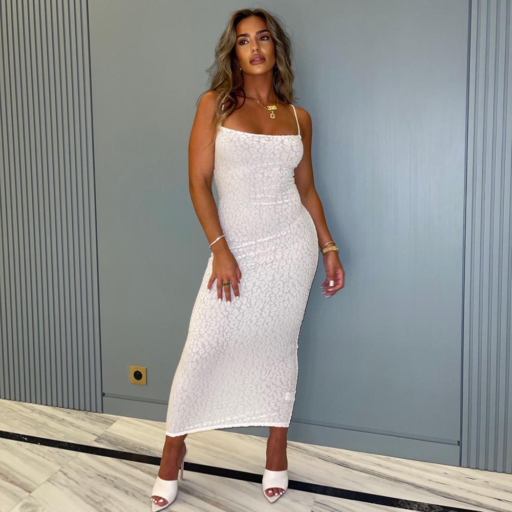 White mesh leopard dress